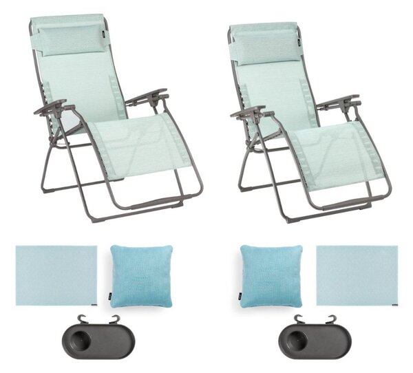 Zvýhodněná sada 2x relaxační křeslo Lafuma FUTURA standard + XL BatylineDUO modrozelená Mistral