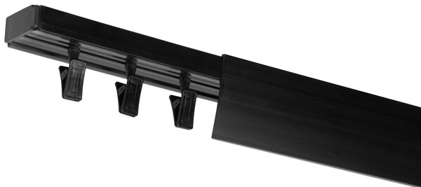 Dekodum Stropní kolejnice z PVC jednořadá černá s krytem Délka: 150 cm, Typ přichycení: žabky