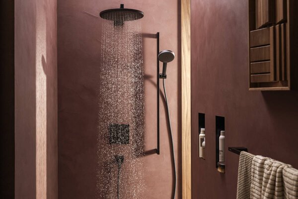 Hansgrohe Raindance Alive S - Hlavová sprcha 300 1jet EcoSmart + sprchové rameno 390 mm, černá matná 24521670+24337670
