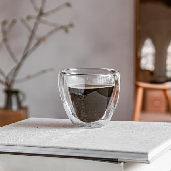 Skleněný hrnek Heart Double Glass 250 ml