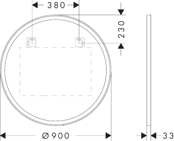 Hansgrohe Xarita Lite S - Kulaté zrcadlo s LED osvětlením po obvodu ⌀ 900 mm s infračerveným senzorem, černá matná 54980670