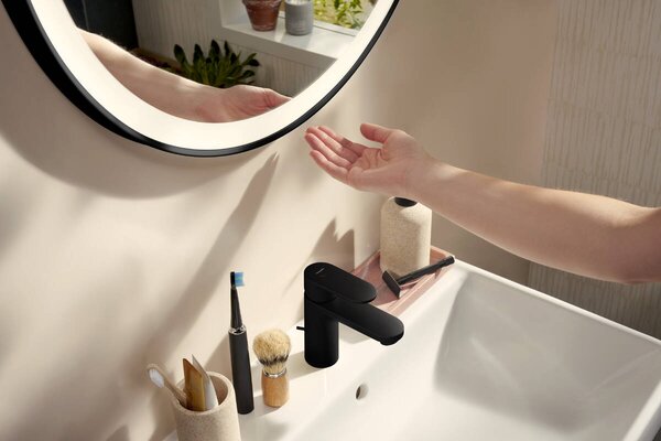 Hansgrohe Xarita Lite S - Kulaté zrcadlo s LED osvětlením po obvodu ⌀ 900 mm s infračerveným senzorem, černá matná 54980670