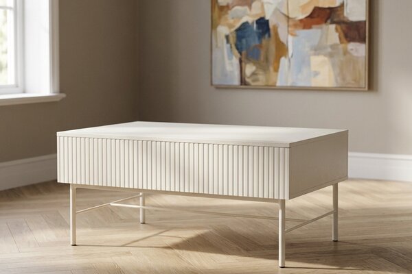 Somcasa Bílý lakovaný konferenční stolek Oslo 100 x 60 cm s úložným prostorem