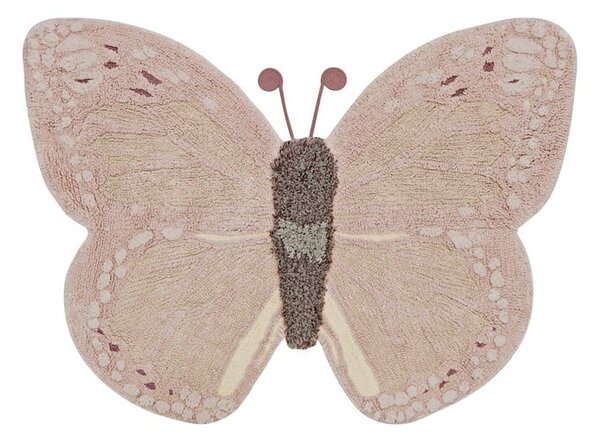 Světle růžovo-béžový pratelný ručně tkaný bavlněný dětský koberec 90x120 cm Baby Butterfly – Lorena Canals