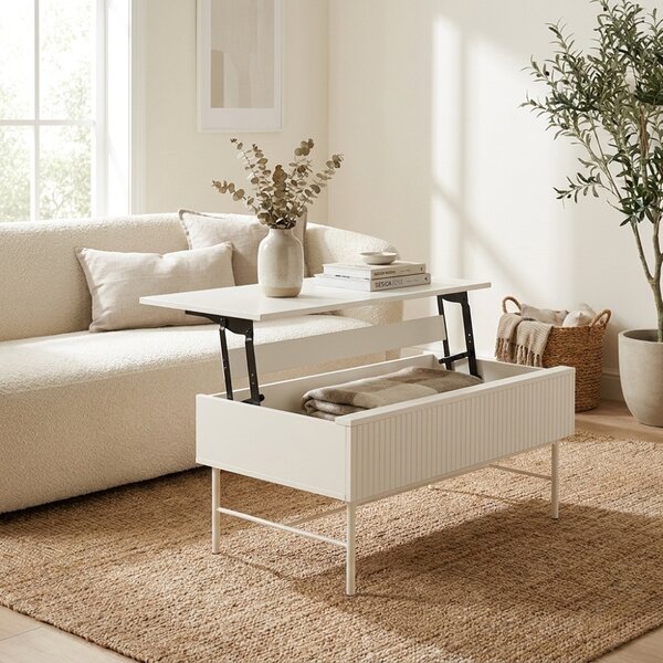Somcasa Bílý lakovaný konferenční stolek Oslo 100 x 60 cm s úložným prostorem