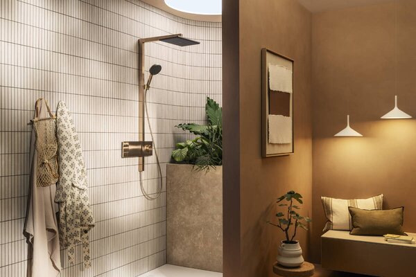 Hansgrohe Raindance Alive Q - Showerpipe 210/340 2jet s termostatem ShowerSelect Comfort, kartáčovaný bronz 24590140