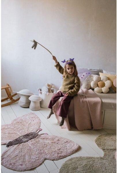 Světle růžovo-béžový pratelný ručně tkaný bavlněný dětský koberec 90x120 cm Baby Butterfly – Lorena Canals