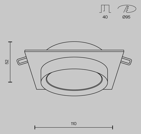 Maytoni Moderní vestavné svítidlo HOOP, 15W, d. 11 cm, 1xGX53 Barva: Černá