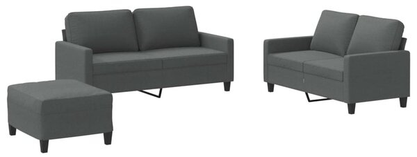 3dílná sedací souprava s poduškami tmavě šedá textil 3201453