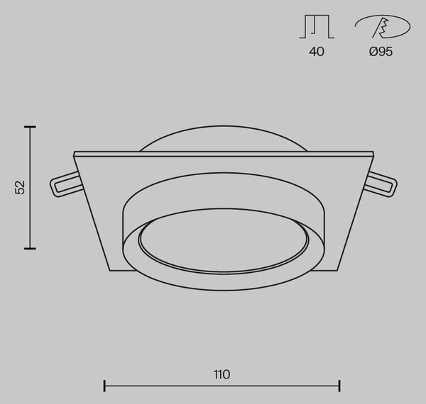 Maytoni Moderní vestavné svítidlo HOOP, 15W, d. 11 cm, 1xGX53 Barva: Černá