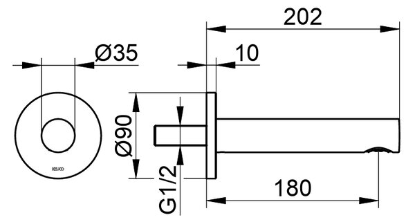 Keuco IXMO - Vanový výtok 202 mm, kartáčovaný nikl 59545050101