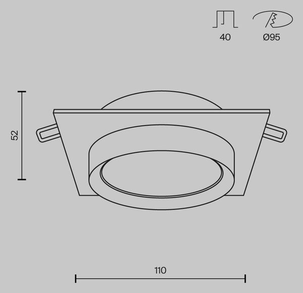 Maytoni Moderní vestavné svítidlo HOOP, 15W, d. 11 cm, 1xGX53 Barva: Černá