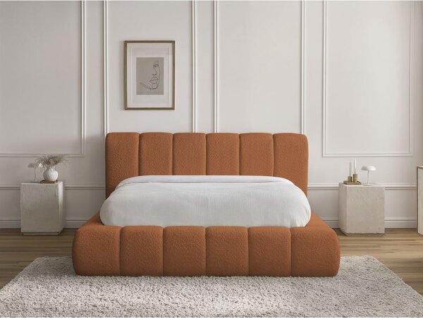 Oranžová čalouněná dvoulůžková postel s úložným prostorem s roštem 160x200 cm Denali – Bobochic Paris