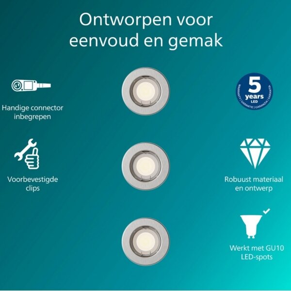 Philips - SADA 3x Podhledové svítidlo PERIDOT 1xGU10/7W/230V stříbrná