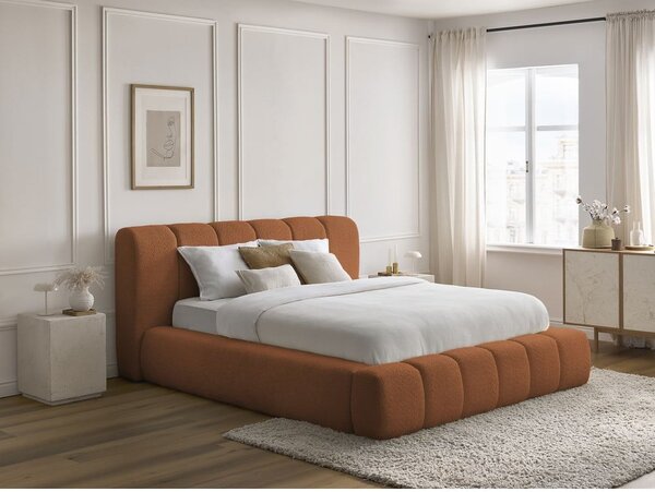 Oranžová čalouněná dvoulůžková postel s úložným prostorem s roštem 160x200 cm Denali – Bobochic Paris