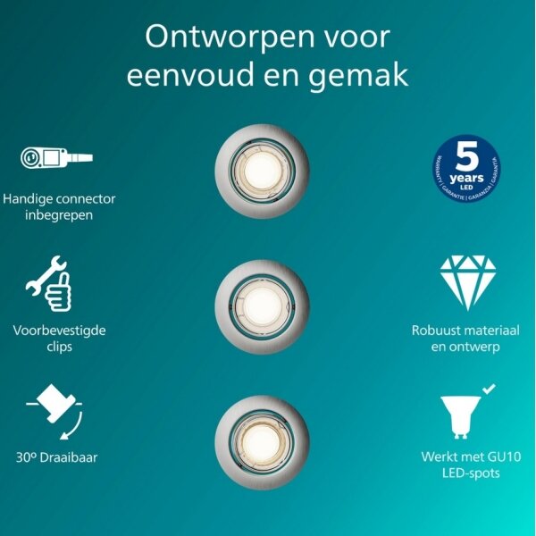 Philips - SADA 3x Podhledové svítidlo PERIDOT 1xGU10/7W/230V stříbrná