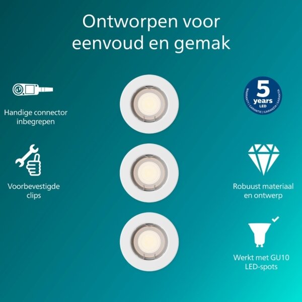 Philips - SADA 3x Podhledové svítidlo PERIDOT 1xGU10/7W/230V bílá
