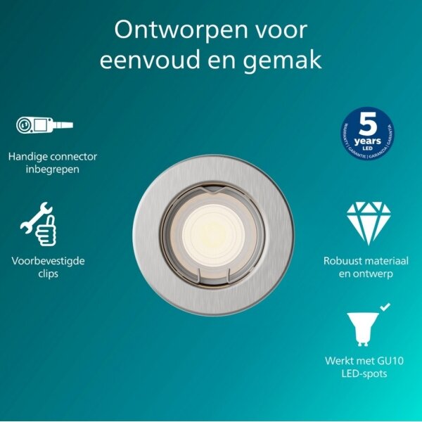 Philips - Podhledové svítidlo PERIDOT 1xGU10/7W/230V stříbrná