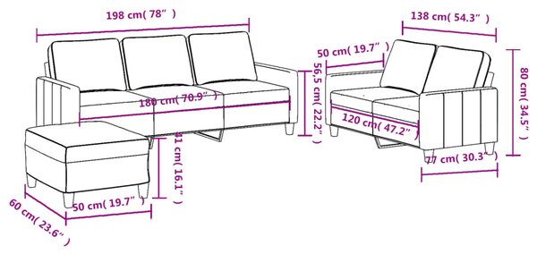 3dílná sedací souprava s poduškami krémová textil 3201470