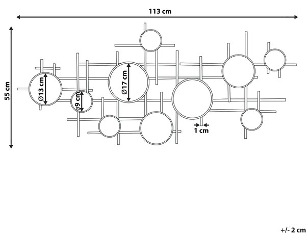 Zrcadlo IBOS 113 cm 55 cm Kov Černá