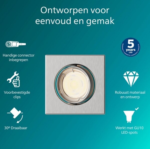 Philips - Podhledové svítidlo PERIDOT 1xGU10/7W/230V stříbrná