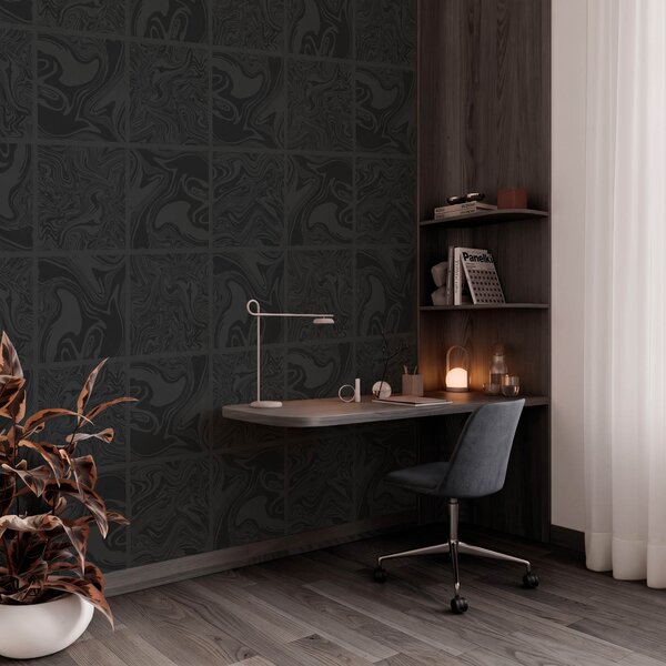 Fototapeta Černý čtvercový vzor s černými čtverci, Abstraktní fototapety, Populární fototapety - Tapeko.co.cz
