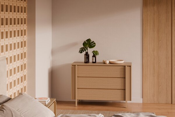 Somcasa Dubová komoda Pacific 120 x 43 cm se zásuvkami
