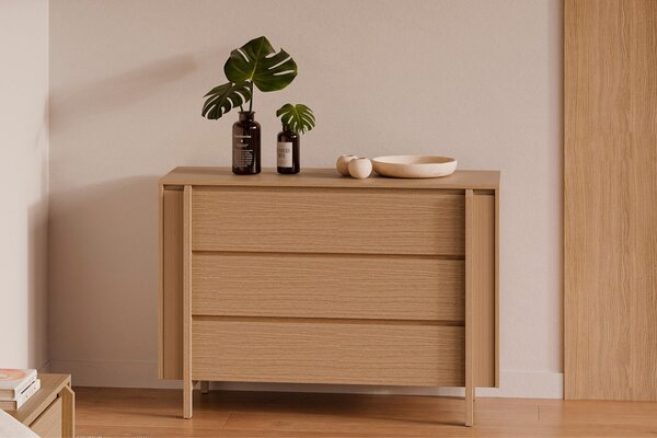 Somcasa Dubová komoda Pacific 120 x 43 cm se zásuvkami