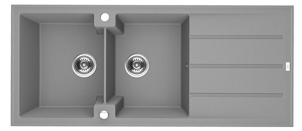 Laveo Canaria, 2-komorový granitový dřez 1160x500x207 mm, šedá, LAV-SPC_521T