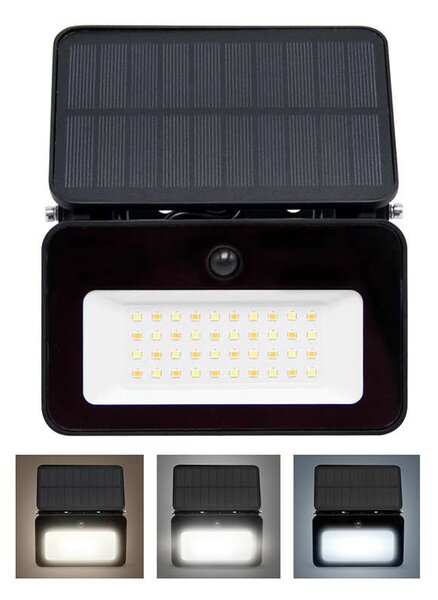 LED solární reflektor se senzorem WL913, černá