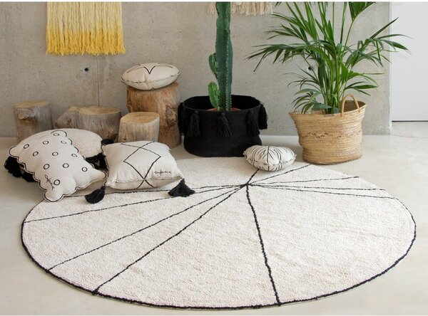 Krémový pratelný ručně tkaný bavlněný kulatý koberec ø 160 cm Trace Beige – Lorena Canals
