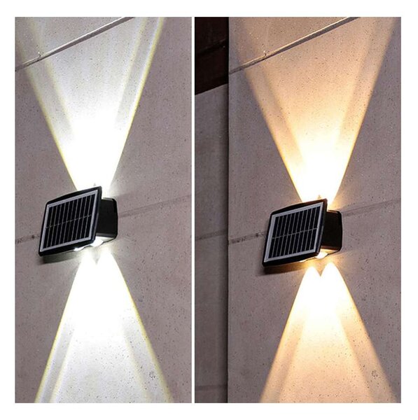 LED solární nástěnné světlo WL917, černá