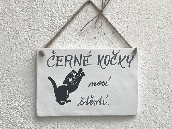 Kočičí cedulka - Černé kočky Keramika Andreas