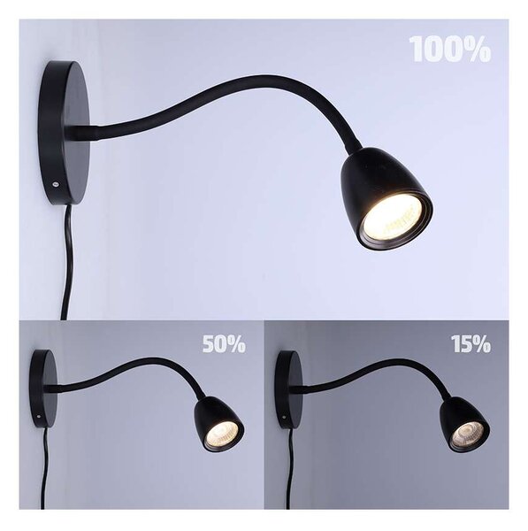 LED nástěnná lampička WO54-B, černá