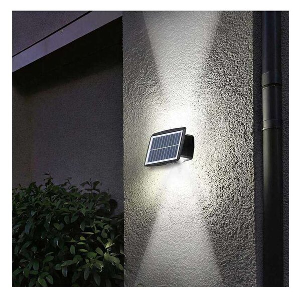 LED solární nástěnné světlo WL917, černá