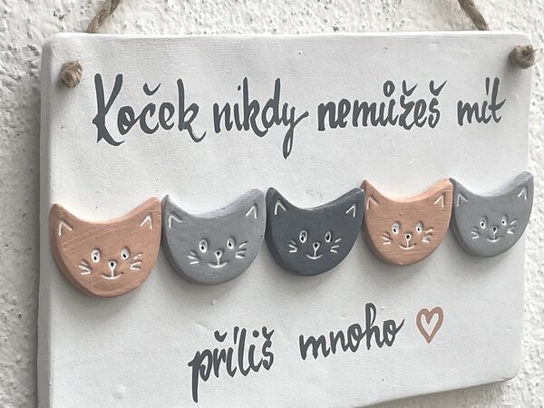 Kočičí cedulka - Příliš mnoho koček? Keramika Andreas
