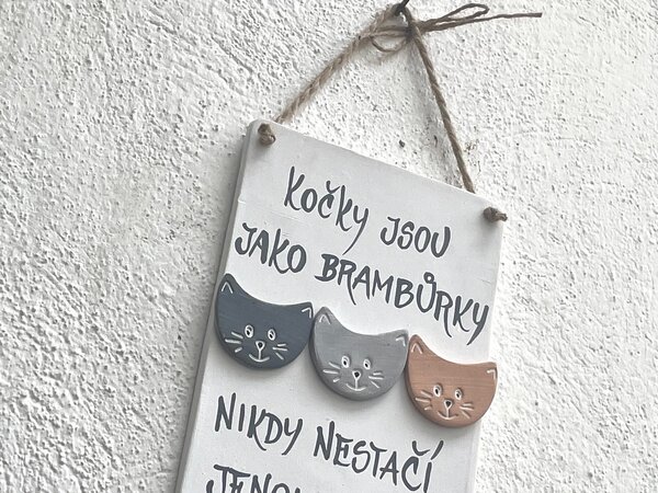Kočičí cedulka - Nikdy nestačí jen jedna Keramika Andreas