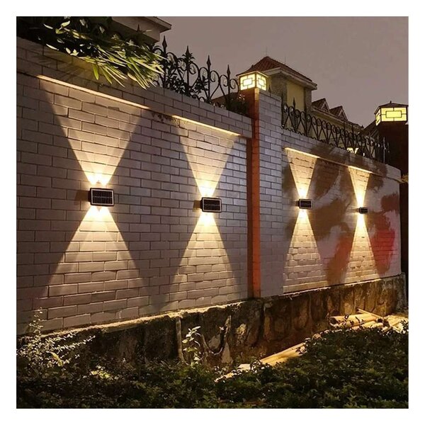LED solární nástěnné světlo WL917, černá