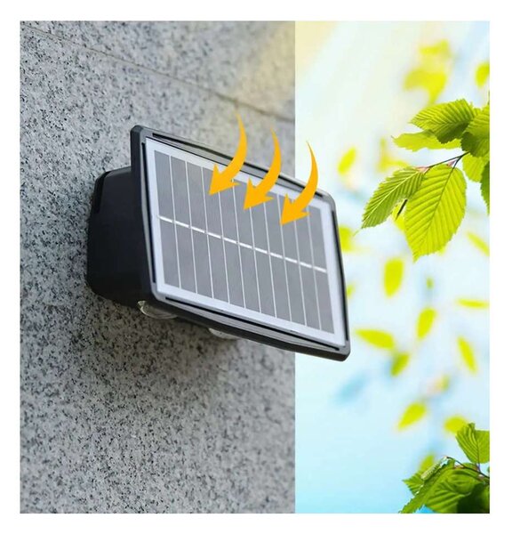 LED solární nástěnné světlo WL917, černá