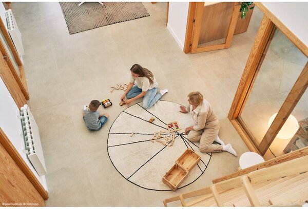 Krémový pratelný ručně tkaný bavlněný kulatý koberec ø 160 cm Trace Beige – Lorena Canals