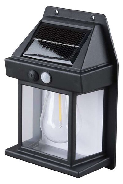LED solární nástěnné světlo WL918, černá