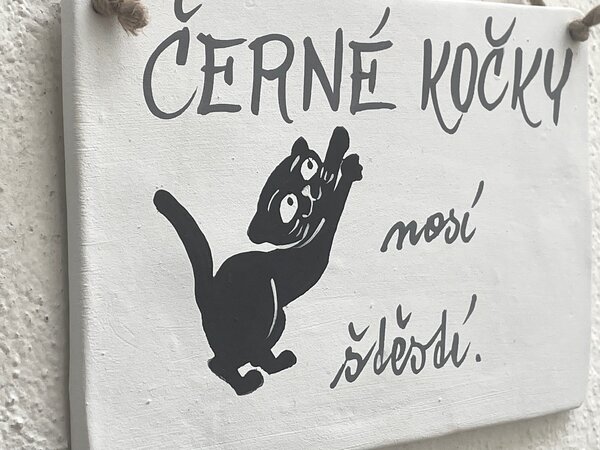 Kočičí cedulka - Černé kočky Keramika Andreas