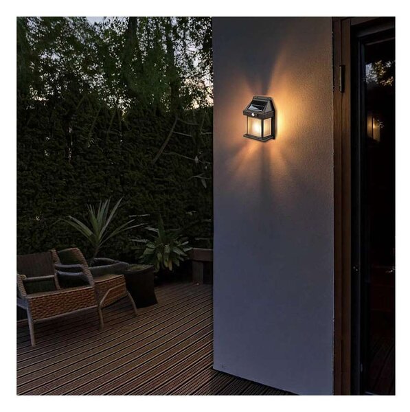 LED solární nástěnné světlo WL918, černá