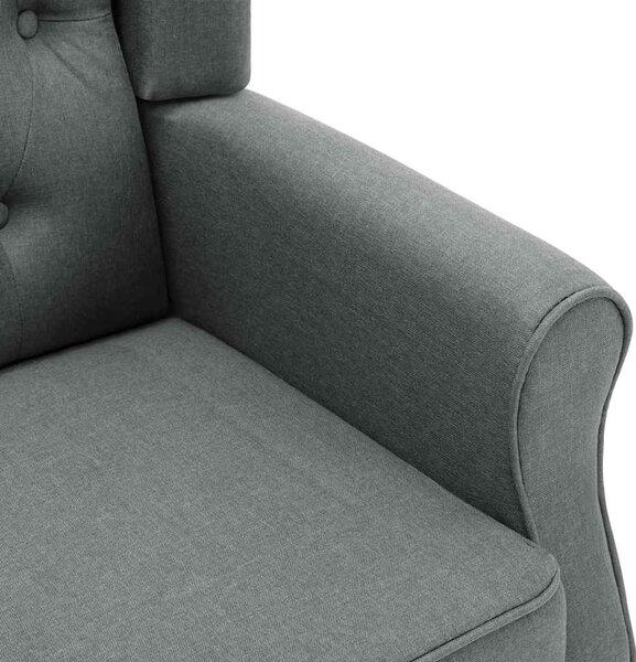 Křeslo s podnožkou světle šedé textil 320151