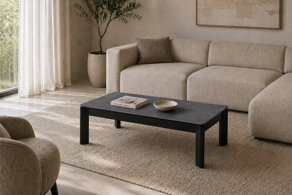 Somcasa Šedý keramický rozkládací konferenční stolek Roland 120 x 60 cm