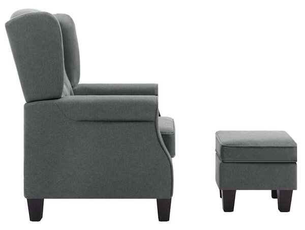 Křeslo s podnožkou světle šedé textil 320151