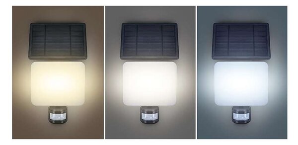 LED solární světlo WO785-1 se senzorem, černá