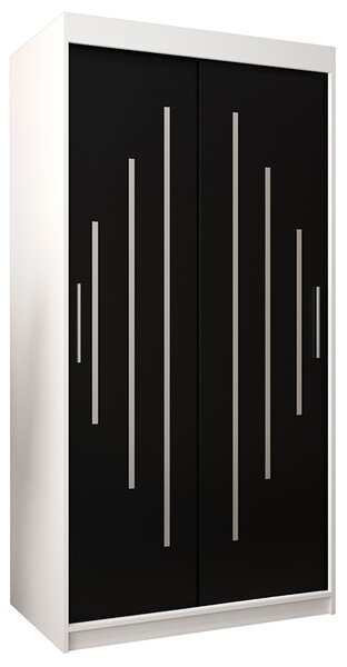 Šatní skříň s posuvnými dveřmi YORK - 100x200cm -Bílá-Černá-