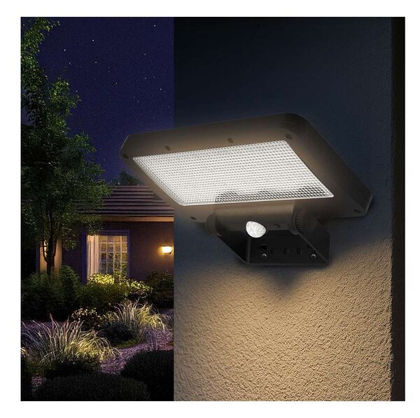 LED solární světlo WO7204 se senzorem, černá