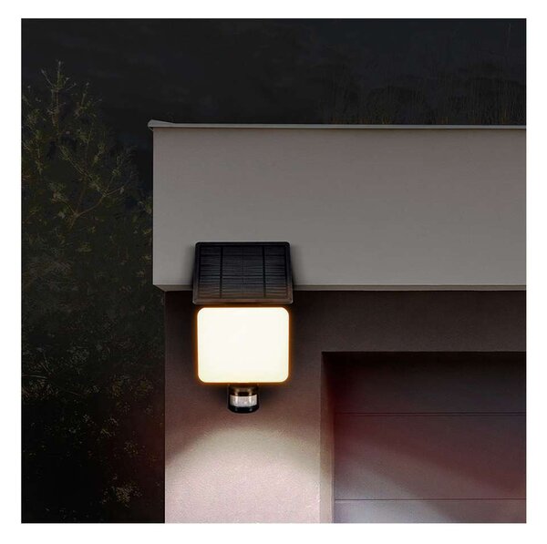 LED solární světlo WO785-1 se senzorem, černá